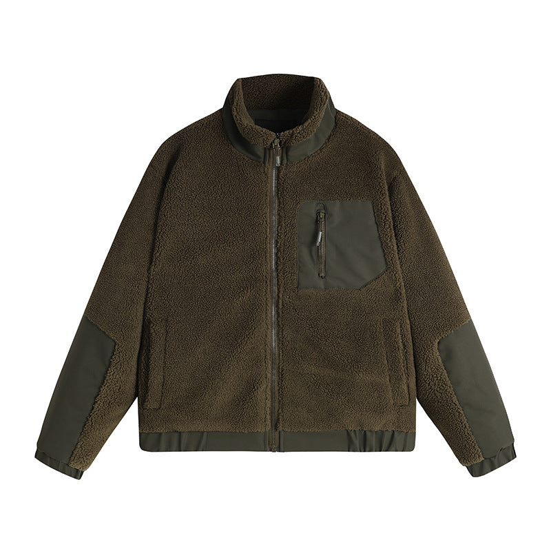 Herren Thermo-Sherpa-Fleecejacke mit Reißverschluss, Brusttasche und verstärkten Ellenbogen Shop Nory