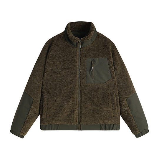 Herren Thermo-Sherpa-Fleecejacke mit Reißverschluss, Brusttasche und verstärkten Ellenbogen Shop Nory