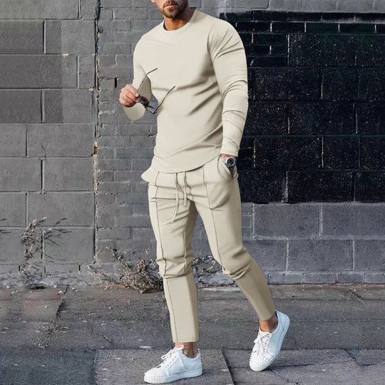 Herren nan athletisches Longsleeve- und Nahtdetail-Jogginghose-Set mit schlanker Passform Shop Nory