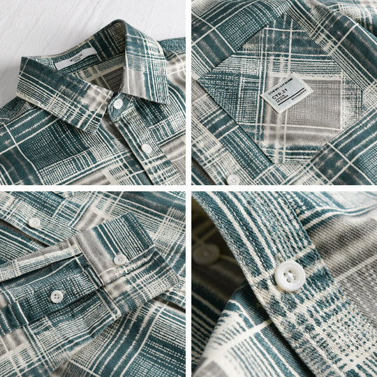 Herren Kariertes Hemdjacken-Overshirt aus Baumwollmix mit texturierter Webstruktur und Brusttasche Shop Nory