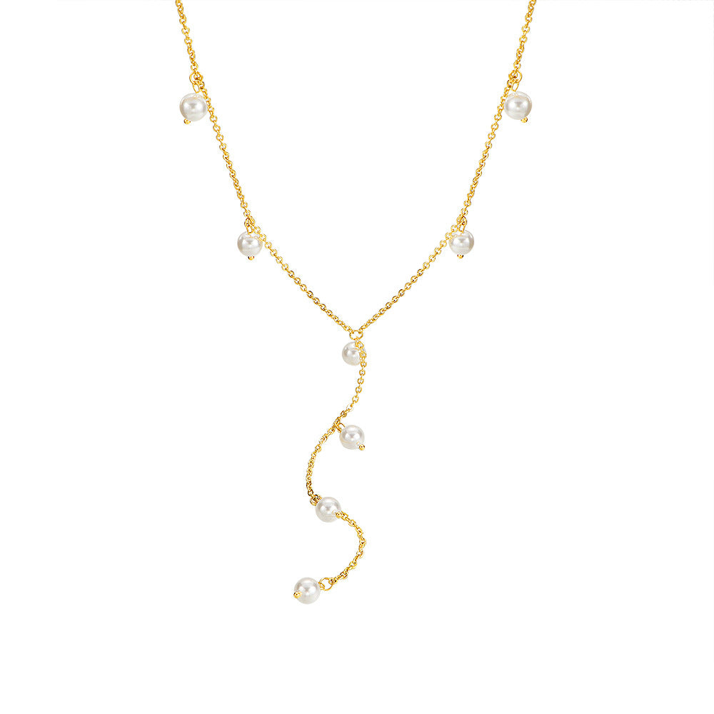 Damen elegante Halskette mit Perlen Shop Nory