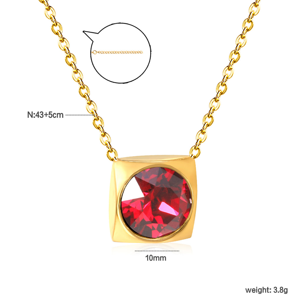 Damen Halskette mit quadratischem Kristallanhänger aus hochwertigem Edelstahl Shop Nory