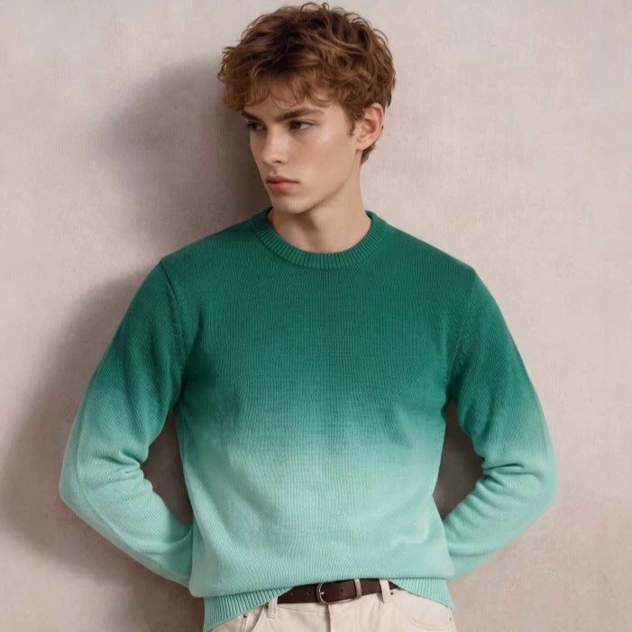 Herren Feinstrick-Pullover mit Dip-Dye-Effekt und Rundhalsausschnitt Shop Nory
