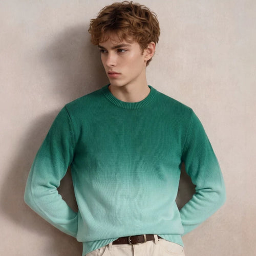 Herren Feinstrick-Pullover mit Dip-Dye-Effekt und Rundhalsausschnitt Shop Nory