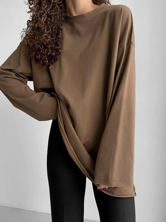 Damen Oversize Langarmshirt mit hohem Kragen