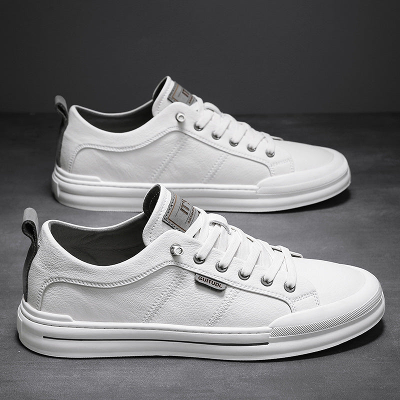 Herren Lässige Leder-Sneaker mit gepolstertem Knöchelkragen und robuster Gummisohle Shopy Nory