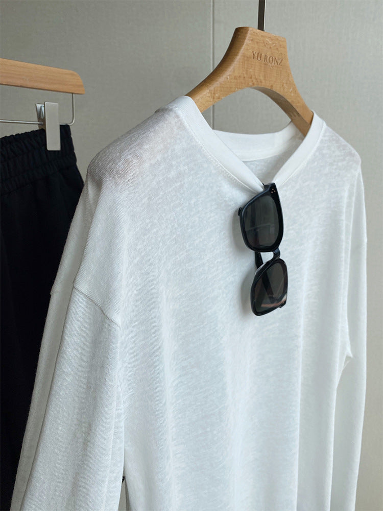 Damen Lässiges Langarmshirt mit V-Ausschnitt Shop Nory