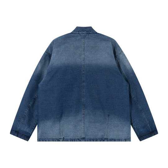 Unisex Jeans-Kimonojacke mit Bindegürtel und gemusterter Futterung Shop Nory