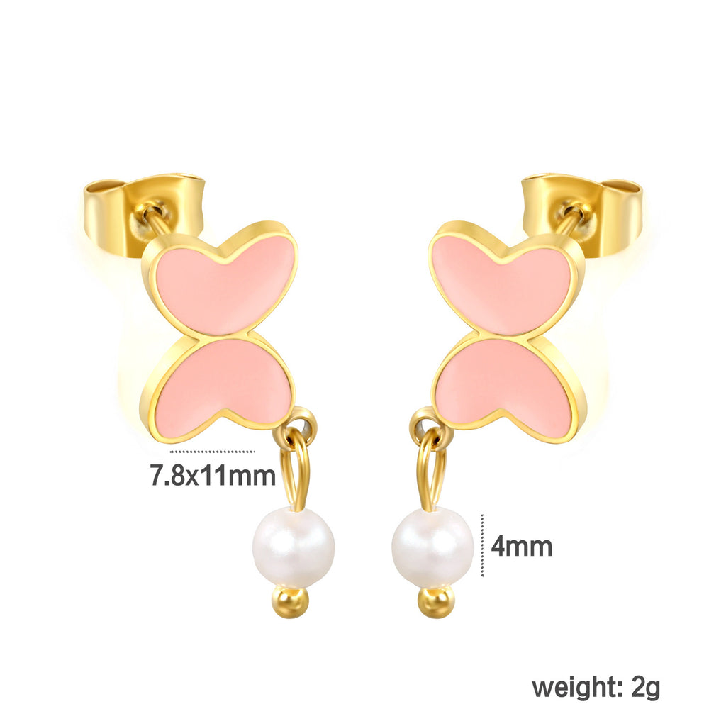 Damen Ohrringe mit modernen Herz-Akzenten und Perlenschmuck Shop Nory