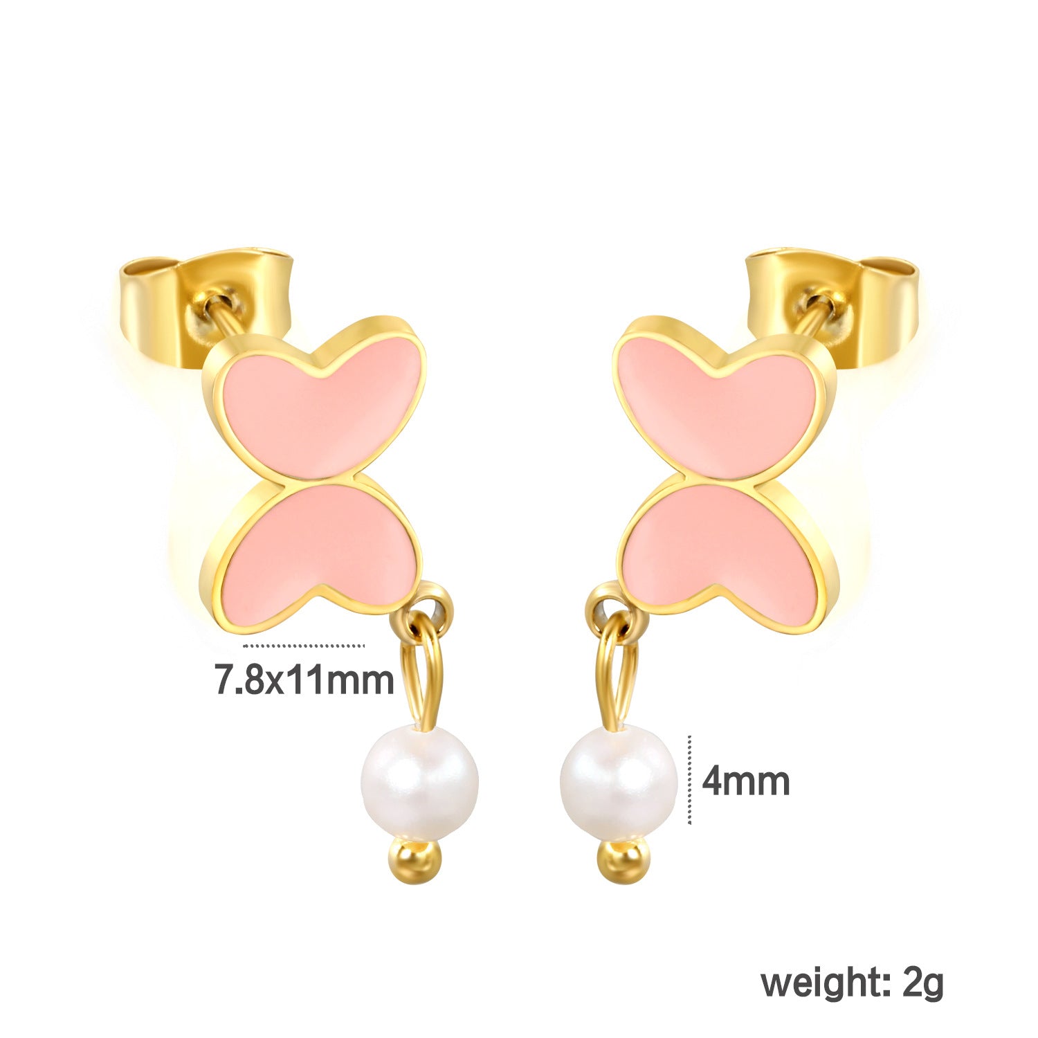 Damen Ohrringe mit modernen Herz-Akzenten und Perlenschmuck Shop Nory