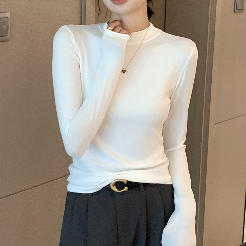 Damen Elegantes Langarmshirt mit hohem Kragen aus weichem Material Shop Nory