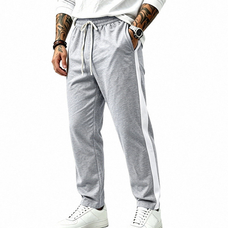 Herren Athletische Trackpants mit geradem Bein, seitlichem Kontrastband und elastischem Tunnelzug Shop Nory