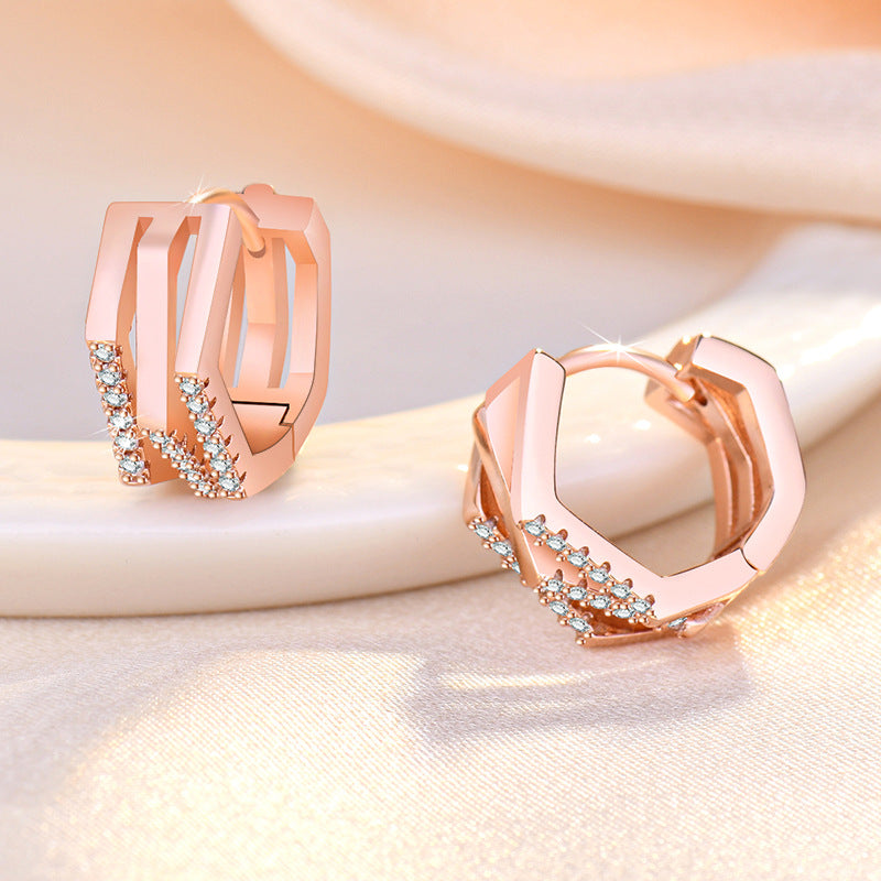Damen Ohrringe mit modernem geometrischen Design und funkelnden Zirkonia Shop Nory