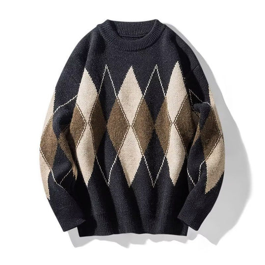 Damen Modischer Grobstrickpullover mit Rautenmuster Shop Nory