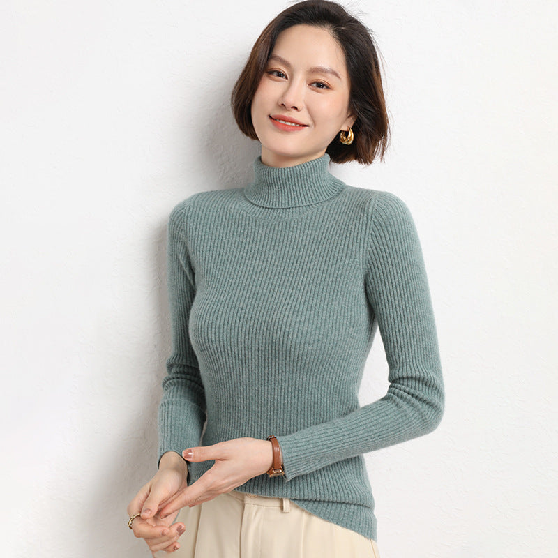Damen Taillierter Feinstrick-Rollkragenpullover mit feiner Rippenstruktur und Kaschmir-Optik Shop Nory