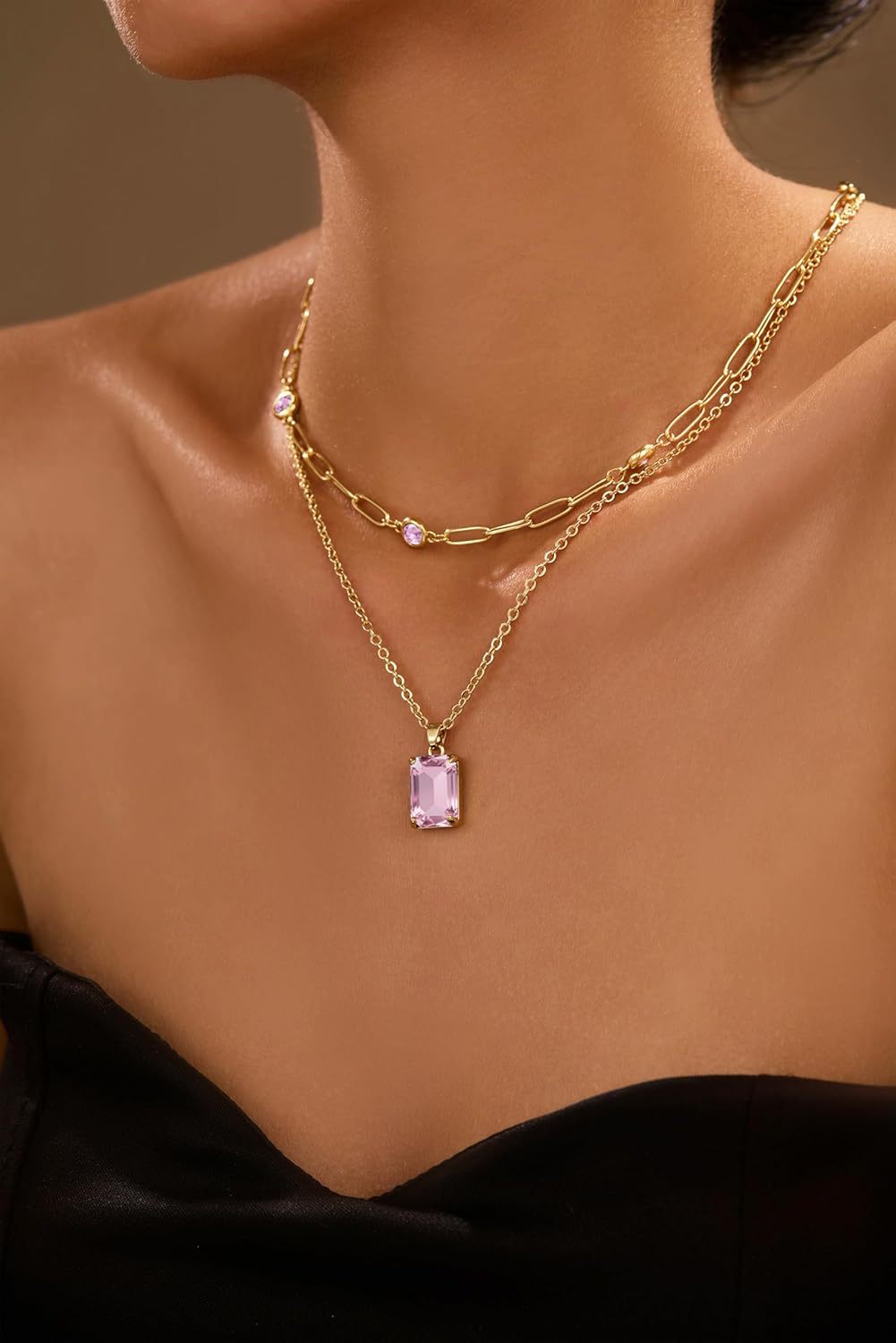 Damen Halskette mit doppeltem Layer-Design und elegantem Anhänger Shop Nory