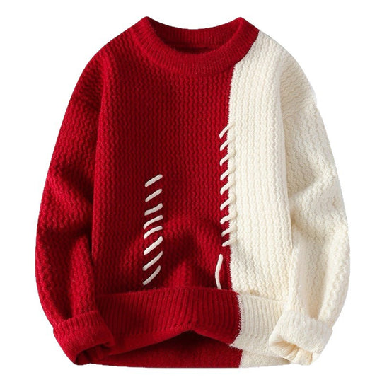 Unisex strukturierter Oversize-Strickpullover mit Zopfmuster und dekorativer Steppnaht Shop Nory