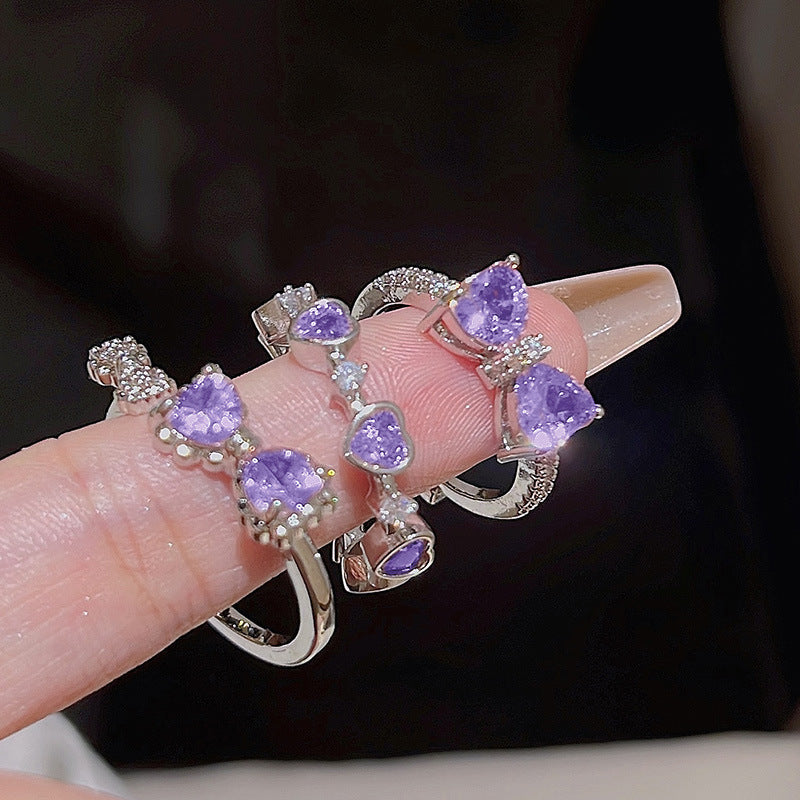 Damen Ring-Set mit kunstvollen Herzmotiven und funkelnden Zirkonia Shop Nory