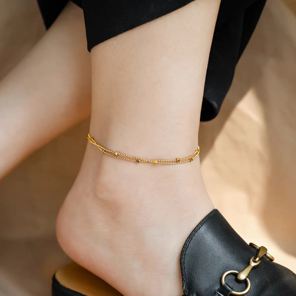 Damen Elegante Gold Perlenkette Fußkette Shop Nory
