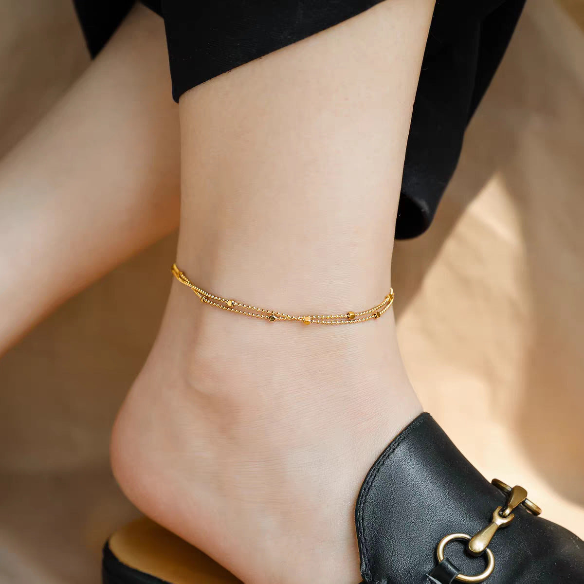 Damen Elegante Gold Perlenkette Fußkette Shop Nory