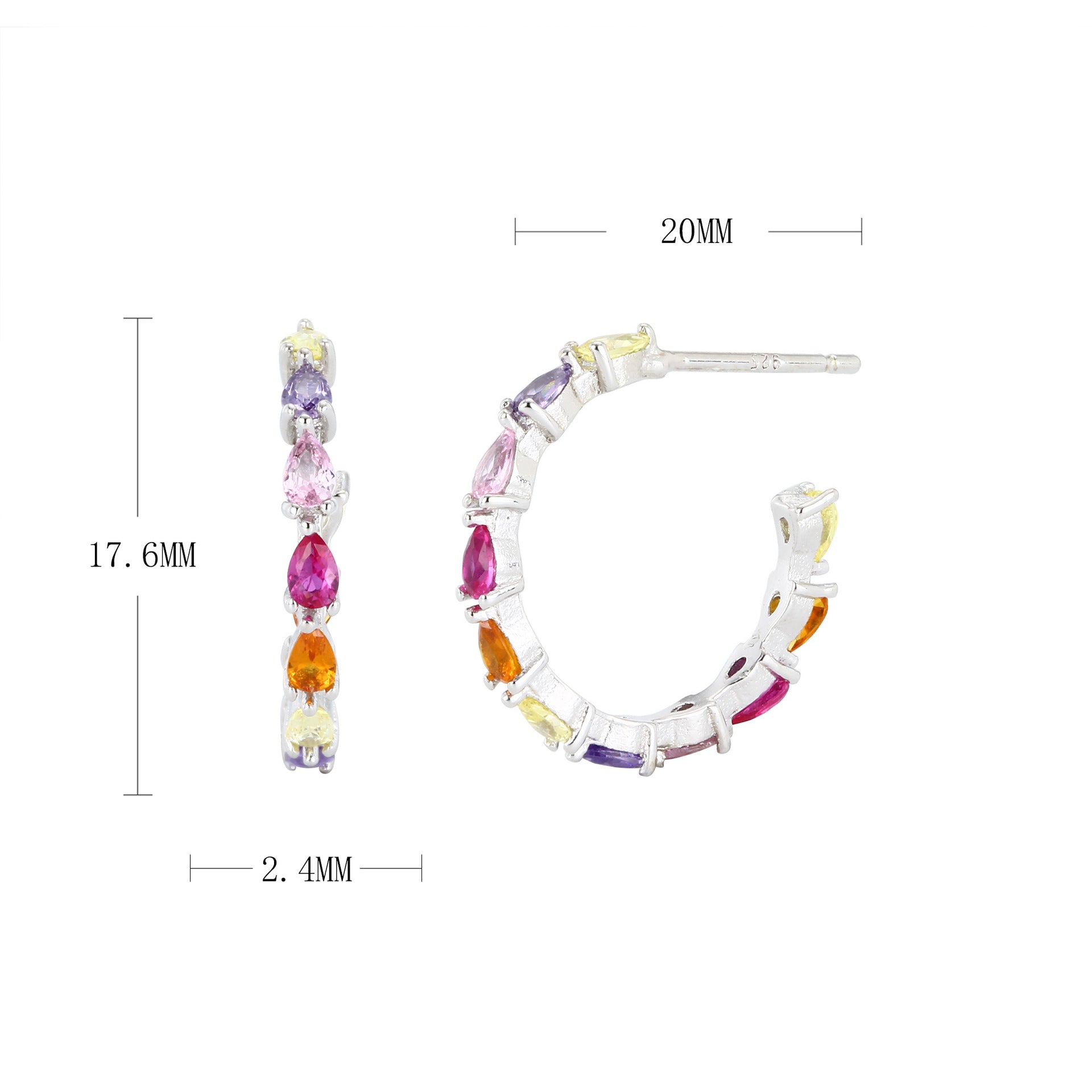 Damen Creolenohrringe mit bunten Zirkonia in hochwertiger Fassung Shop Nory