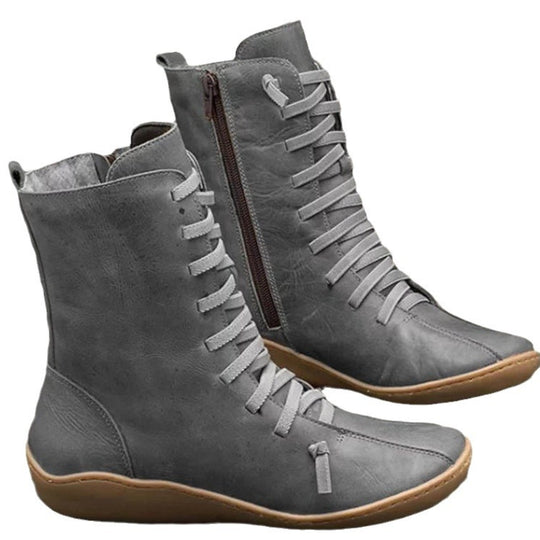 Damen knöchelhohe Schnür-Boots mit seitlichem Reißverschluss und stoßdämpfender Gummisohle Shop Nory