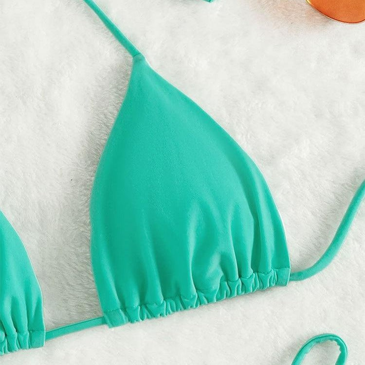 Damen Triangel-Bikini mit verstellbaren Schnürdetails und elastischem Bund Shopnory