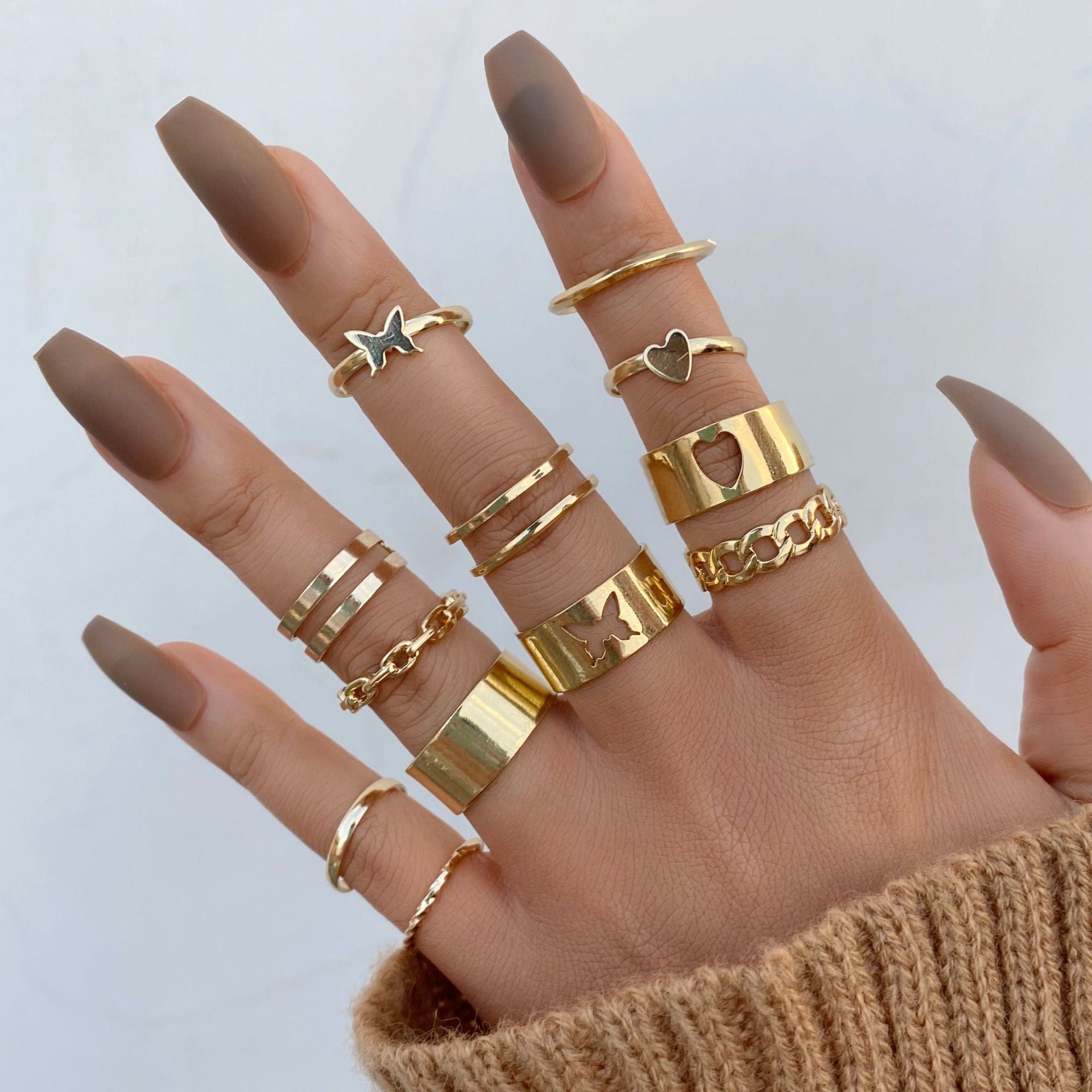 Damen Ring-Set mit abwechslungsreichen Designs und kreativen Details Shop Nory