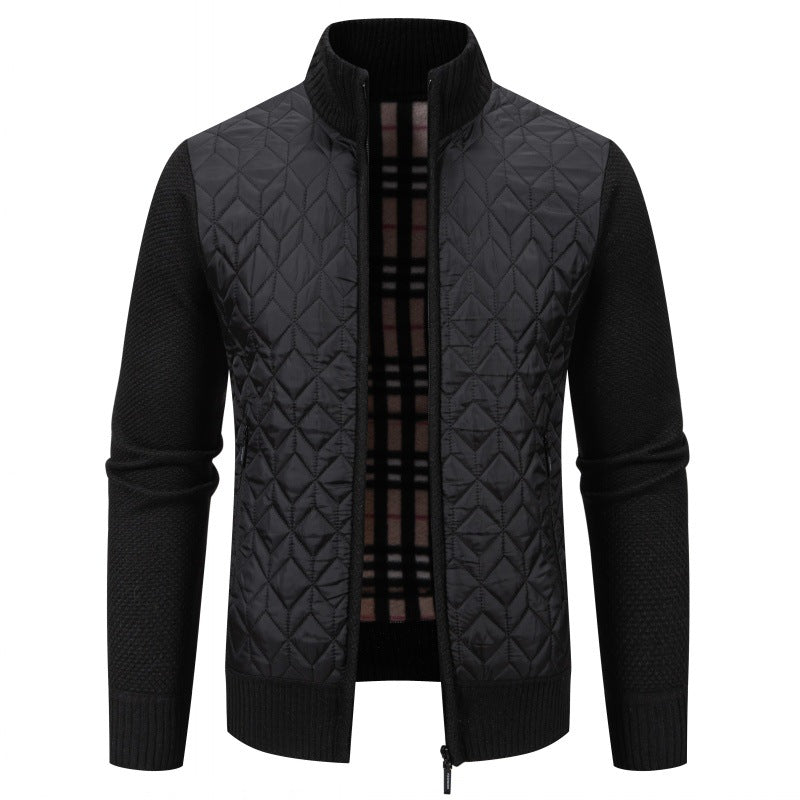 Herren Steppjacke mit hohem Kragen und eleganter Strickästhetik Shopnory