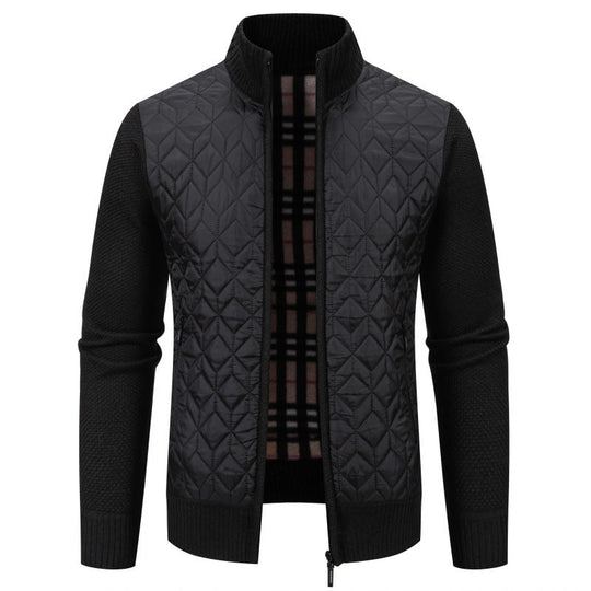 Herren Steppjacke mit hohem Kragen und eleganter Strickästhetik Shopnory