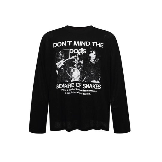 Herren Langarm-Thermo-Shirt mit Waffelstruktur und Punk-Band-Print Shop Nory