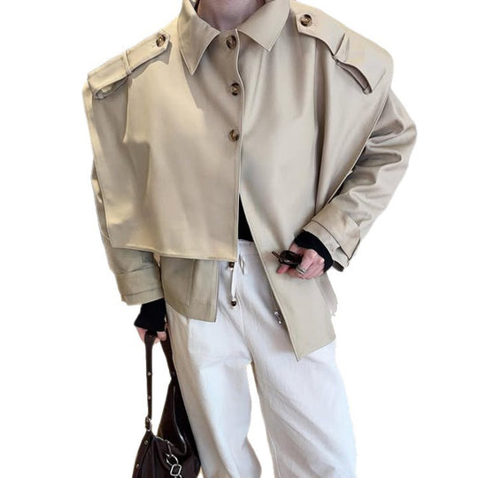 Damen Kurz geschnittene Oversize-Schulterjacke mit Epauletten Shop Nory