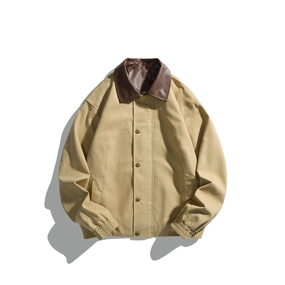 Herren Maskuliner Boxy-Fieldblouson mit kontrastierendem Kunstlederkragen und verdeckter Druckknopfleiste Shop Nory