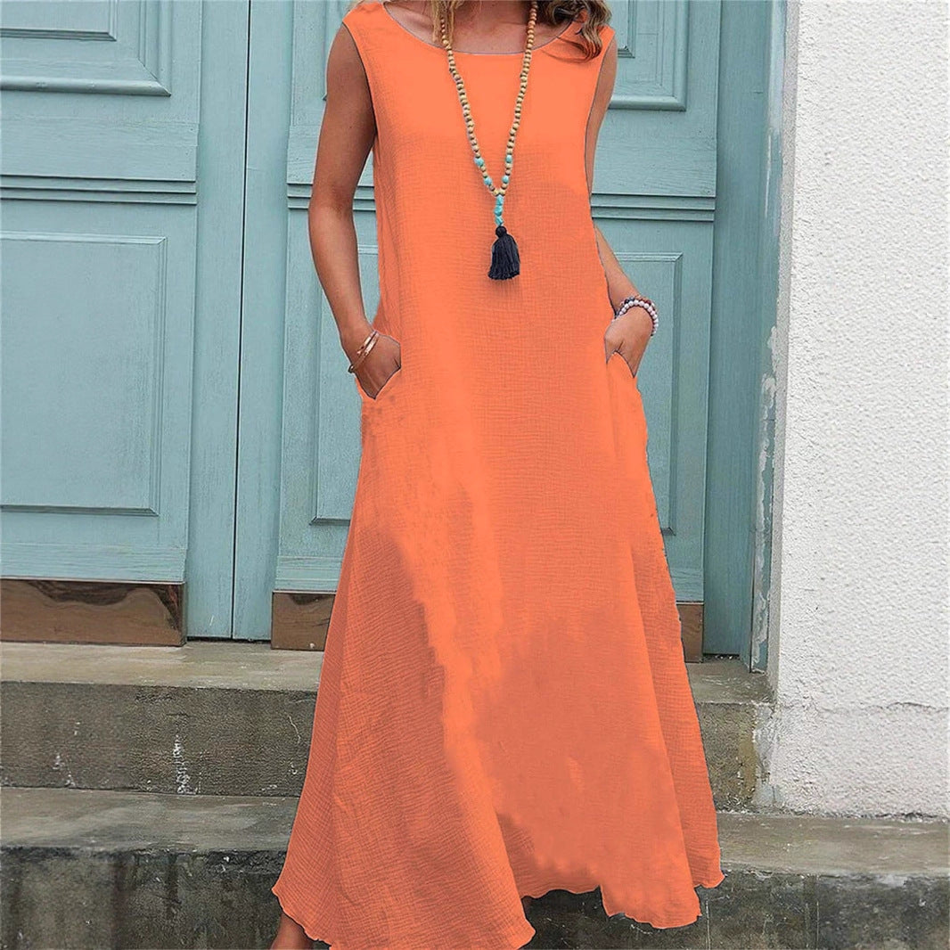 Damen Maxikleid mit praktischen Taschen und fließendem Schnitt