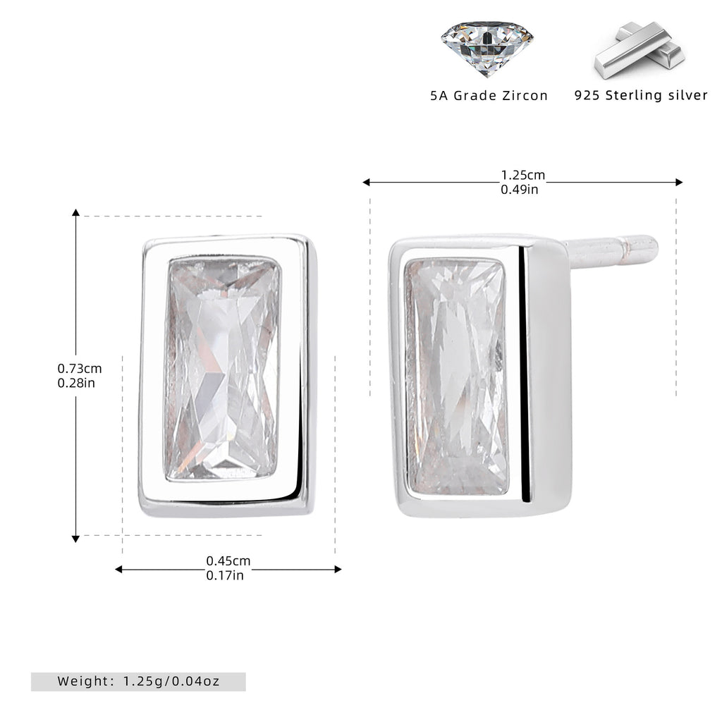 Damen Ohrstecker aus 925 Sterlingsilber mit luxuriösem, rechteckigem Zirkonbesatz Shop Nory