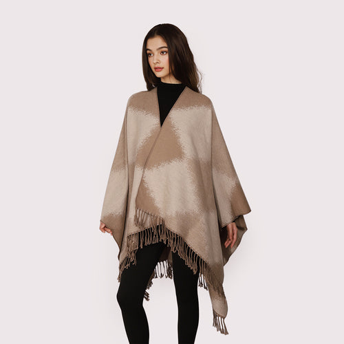 Damen Kaschmiroptik-Cape im Kimono-Schnitt mit feinem Fransensaum Shop Nory