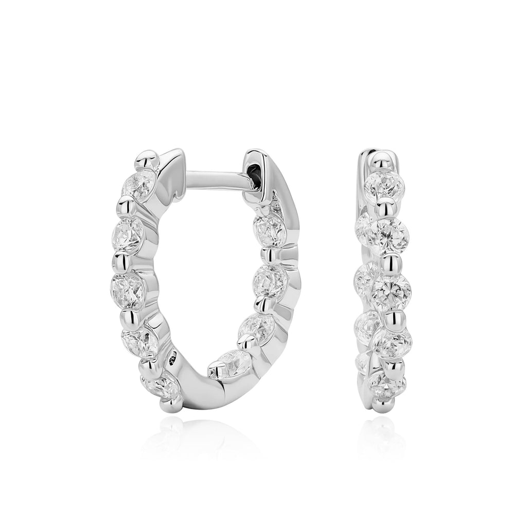 Damen Creolen mit strahlenden Zirkonsteinen aus hochwertigem 925 Sterling Silber Shop Nory