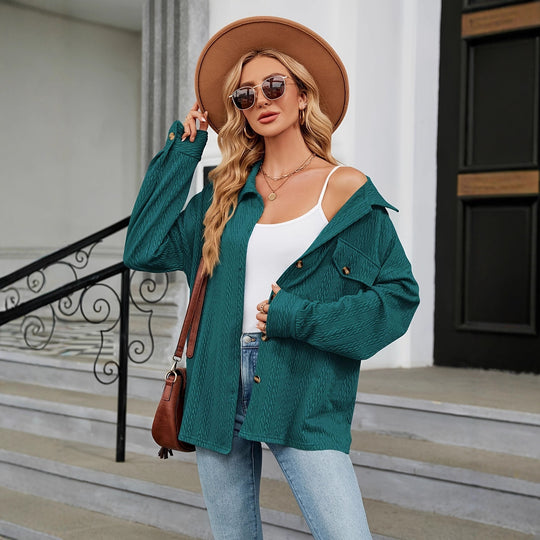 Damen Texturierte Oversize-Hemdjacke mit Pattentaschen Shop Nory