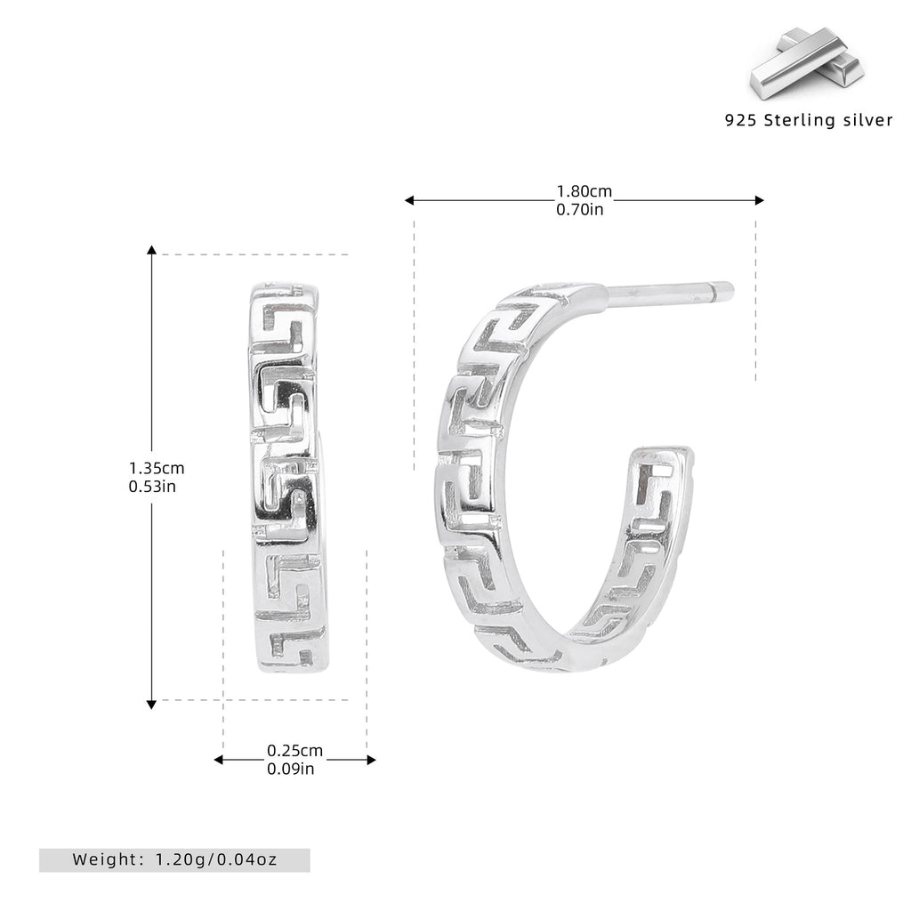 Damen Creolen mit modernem geometrischen Design aus 925 Sterling Silber Shop Nory