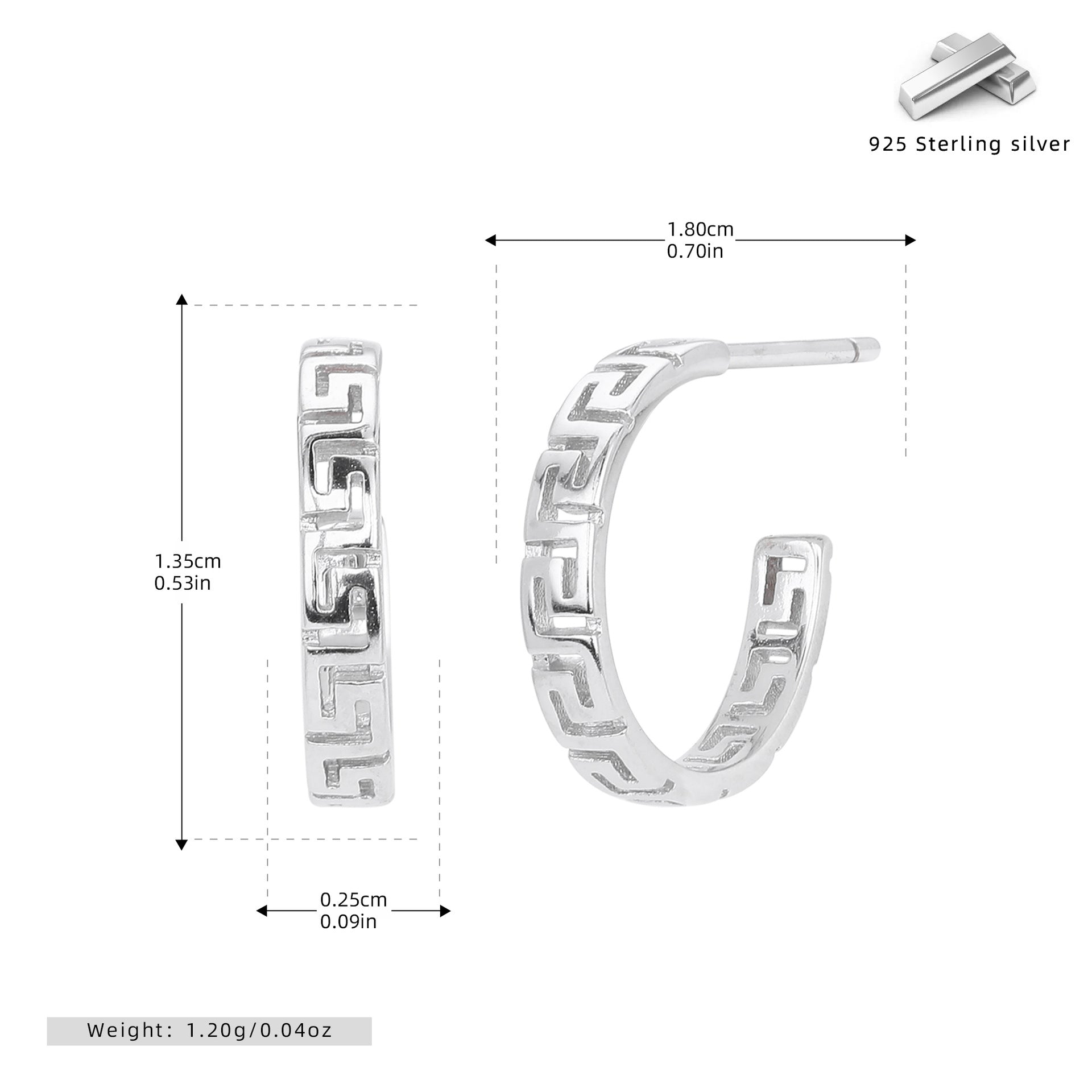 Damen Creolen mit modernem geometrischen Design aus 925 Sterling Silber Shop Nory