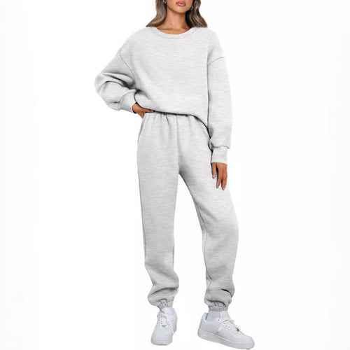 Damen nan Relaxed-Loungewear-Set mit Oversize Rundhals-Sweatshirt und taillierter High-Waist Jogginghose aus French Terry Shop Nory
