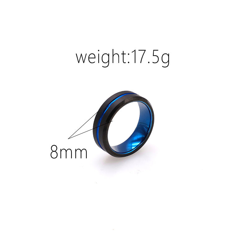Herren Moderner Ring mit blauer Akzentlinie Shop Nory