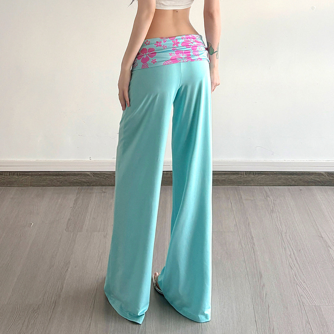 Damen nan weite Yoga-Palazzohose mit Umschlagbund und hoher Taille Shop Nory