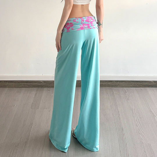 Damen nan weite Yoga-Palazzohose mit Umschlagbund und hoher Taille Shop Nory