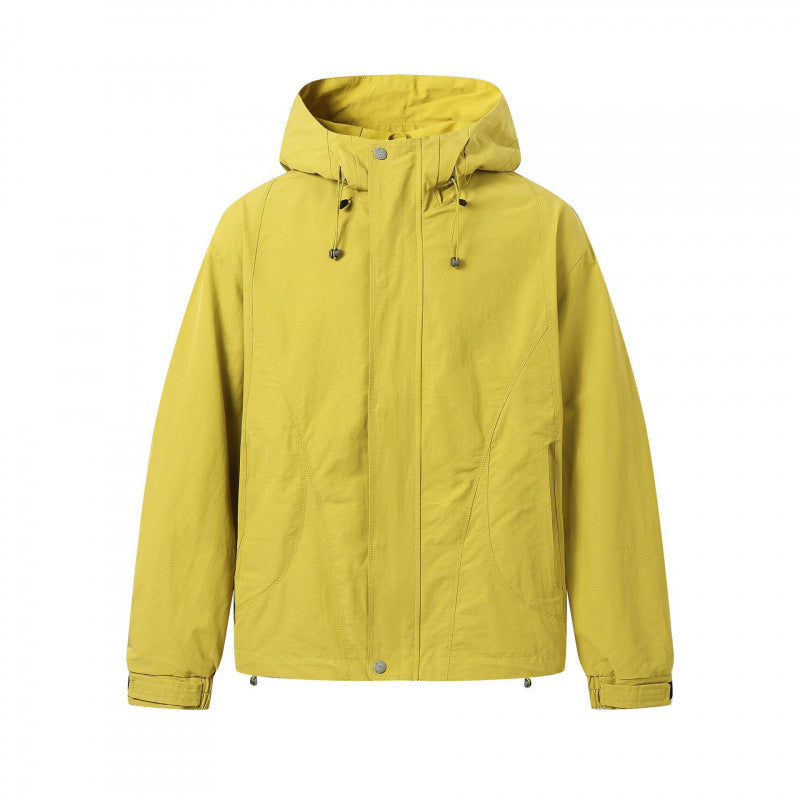Unisex Kurz geschnittene Kapuzenjacke im technischen Outdoor‑Style mit Kordelzug, verdeckter Frontleiste und verstellbaren Bündchen Shop Nory