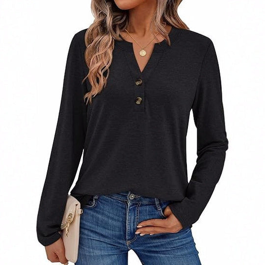 Damen Langarmshirt mit Knopfdetails