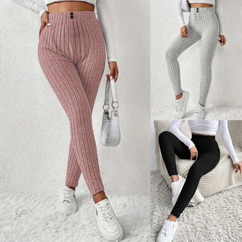 Damen Hochgeschnittene Rippstrick-Leggings mit elastischem Taillenbund Shop Nory