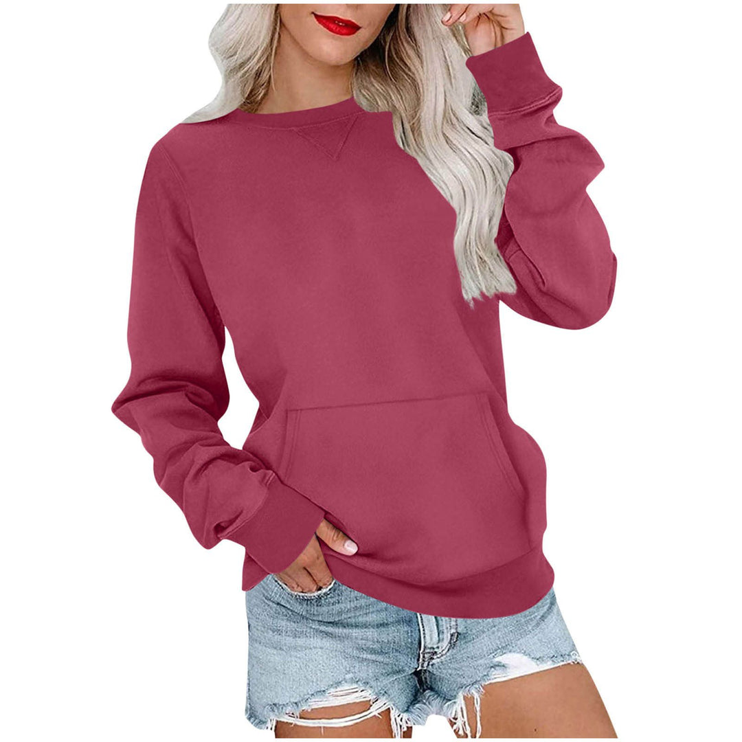 Damen Lockeres Sweatshirt mit Rundhalsausschnitt und Kängurutasche Shop Nory