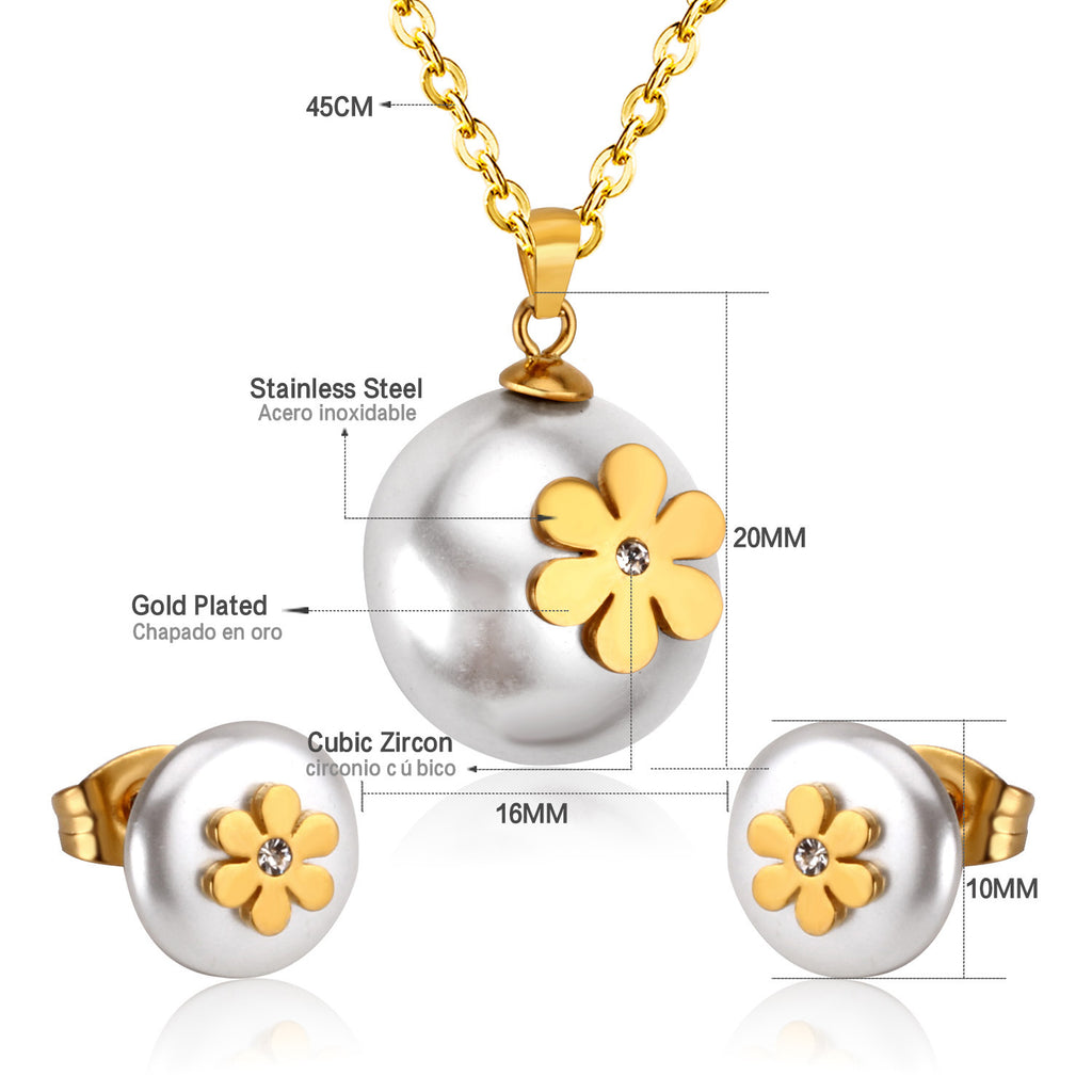 Damen Schmuckset mit Herzanhänger aus Edelstahl und goldplattierten Elementen Shop Nory