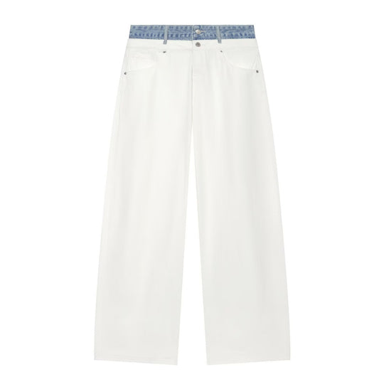 Damen High‑Waist Culotte-Jeans mit weitem Bein und kontrastierendem Jeansbund Shop Nory